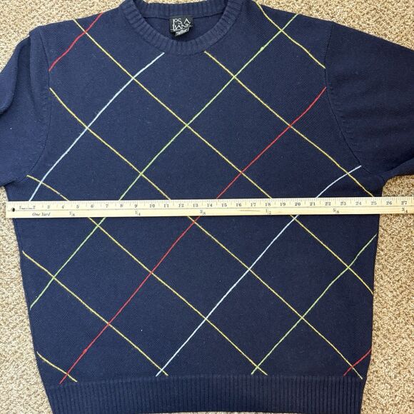 Jos. A. Bank Lambs Wool Blend Pullover Sweater Patterned Navy Men’s Size XL - Picture 7 of 9